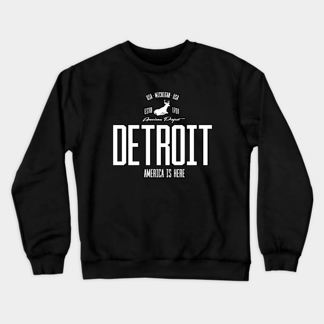 USA, America, Detroit, Michigan Crewneck Sweatshirt by NEFT PROJECT